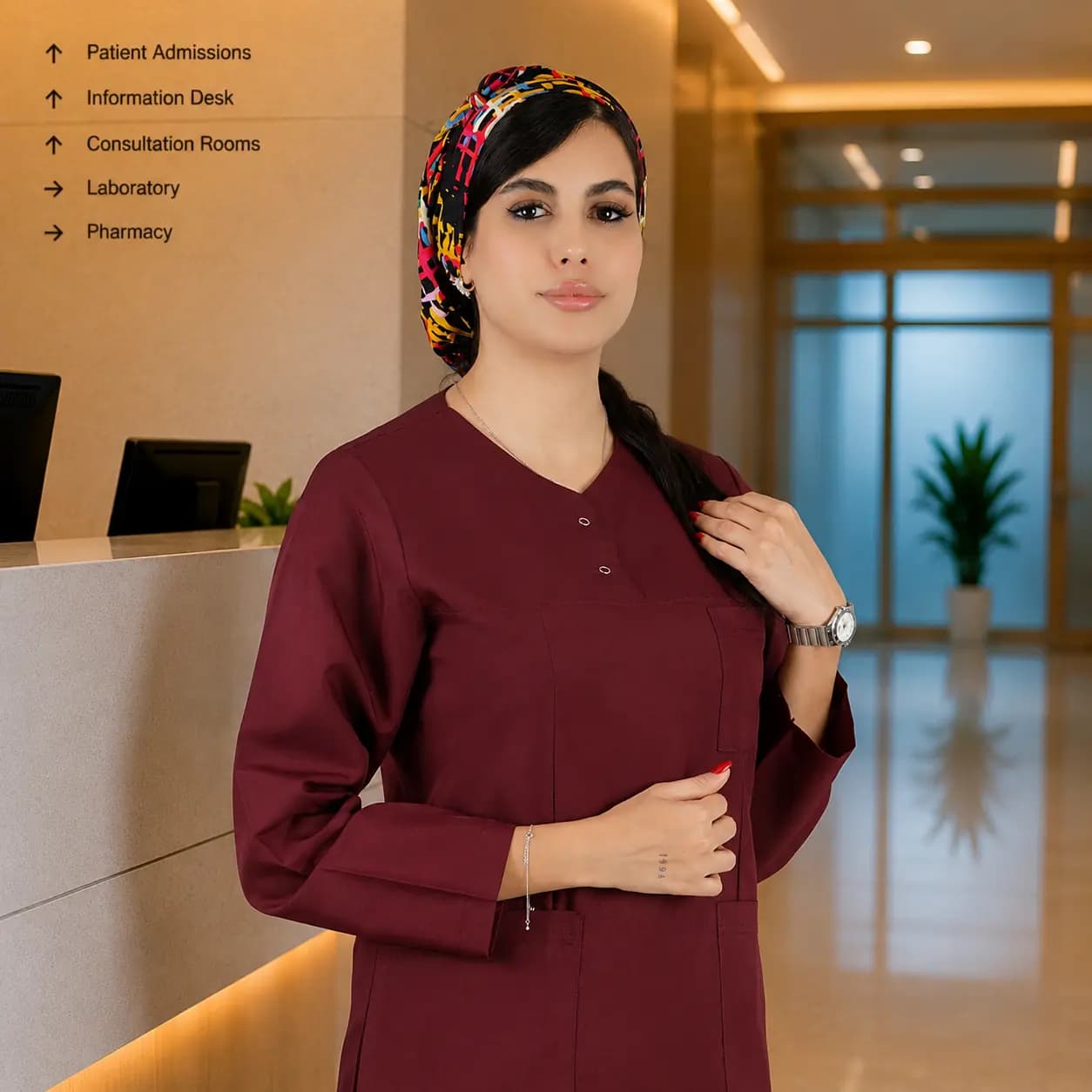 تونیک شلوار برند سینوهه مدل (Cizgi Medical) زرشکی