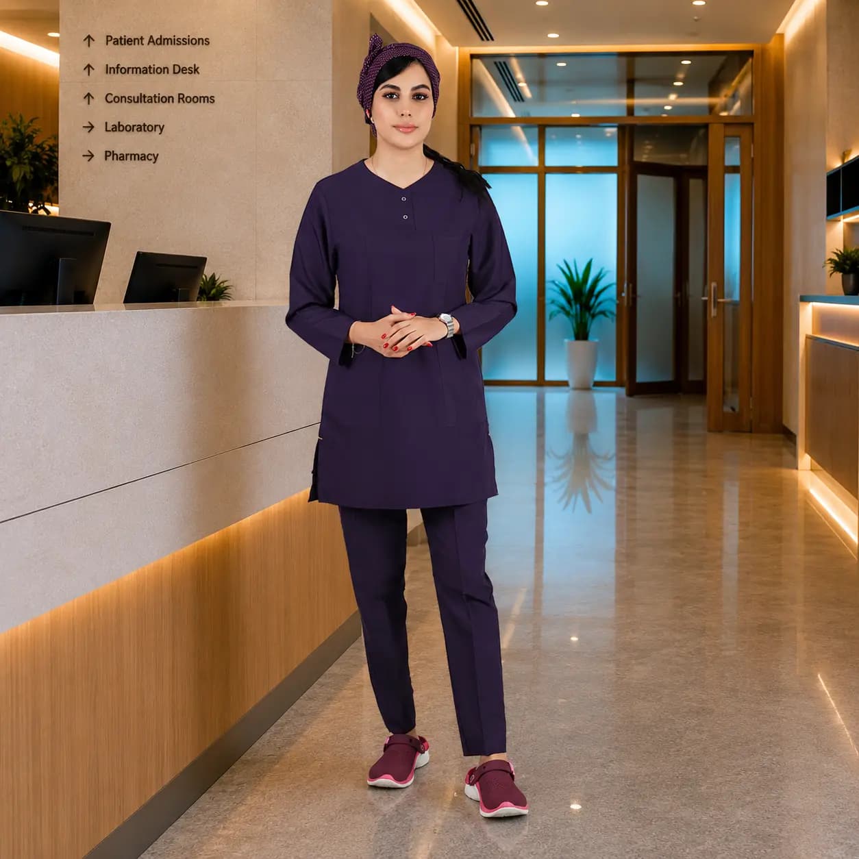 تونیک شلوار برند سینوهه مدل (Cizgi Medical) بادمجونی — تصویر ۲