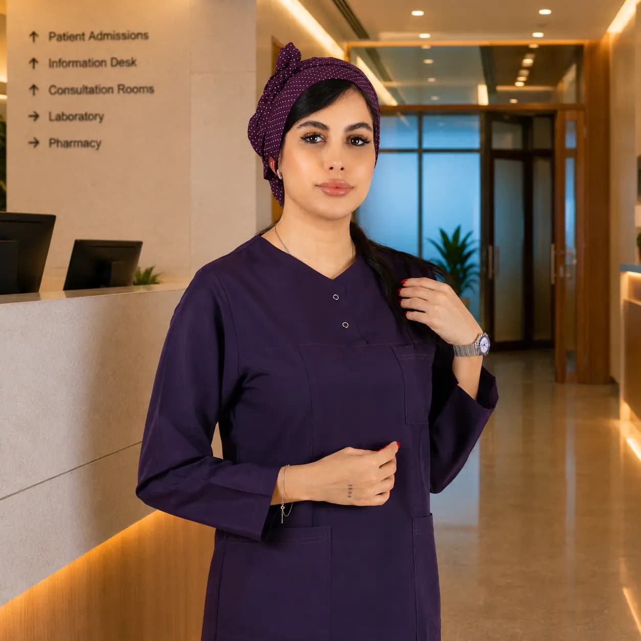تونیک شلوار برند سینوهه مدل (Cizgi Medical) بادمجونی — تصویر ۳