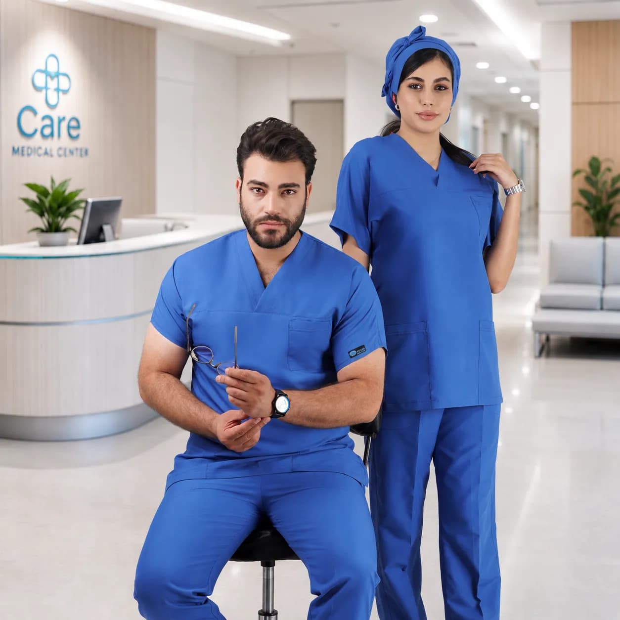 اسکراب شلوار برند سینوهه مدل(Cizgi Medical) آبی استخری