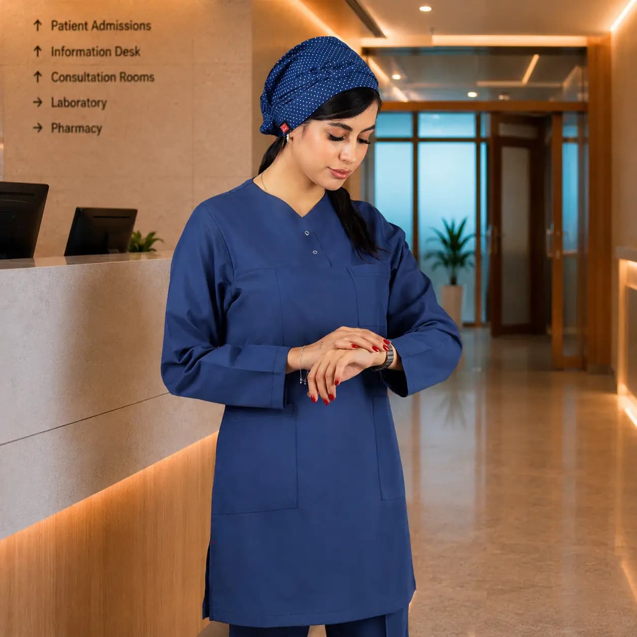 تونیک شلوار برند سینوهه مدل (Cizgi Medical) آبی نفتی — تصویر ۳