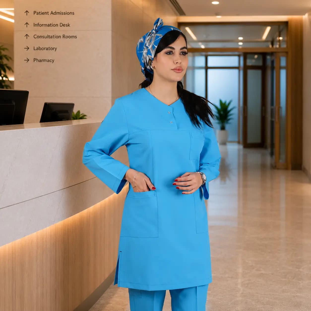 تونیک شلوار برند سینوهه مدل (Cizgi Medical) آبی فیروزه‌ای — تصویر ۳