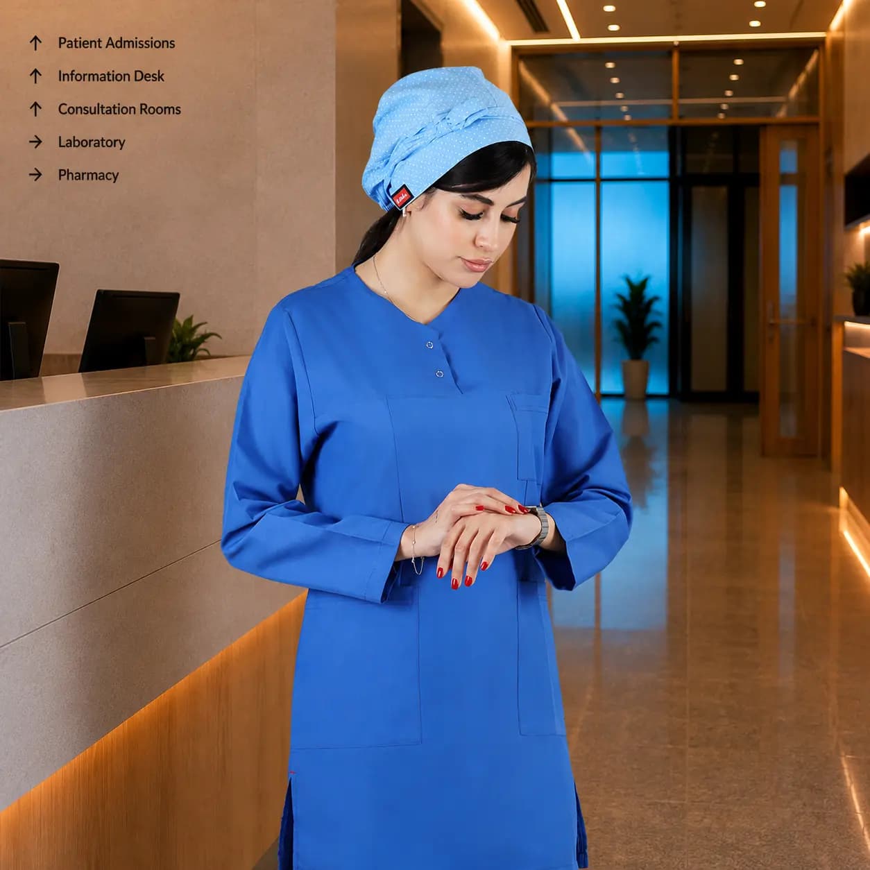 تونیک شلوار برند سینوهه مدل (Cizgi Medical) آبی استخری — تصویر ۲