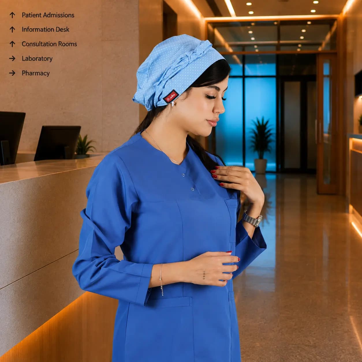 تونیک شلوار برند سینوهه مدل (Cizgi Medical) آبی استخری — تصویر ۳