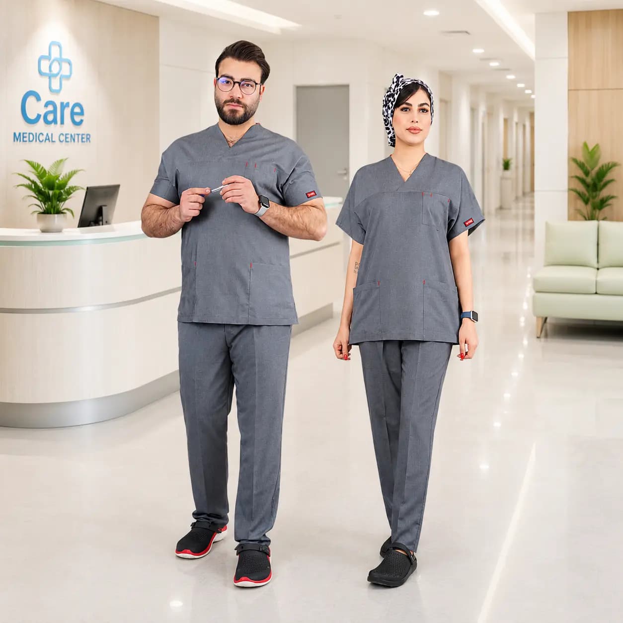اسکراب شلوار برند سینوهه مدل (U-flex) طوسی جین