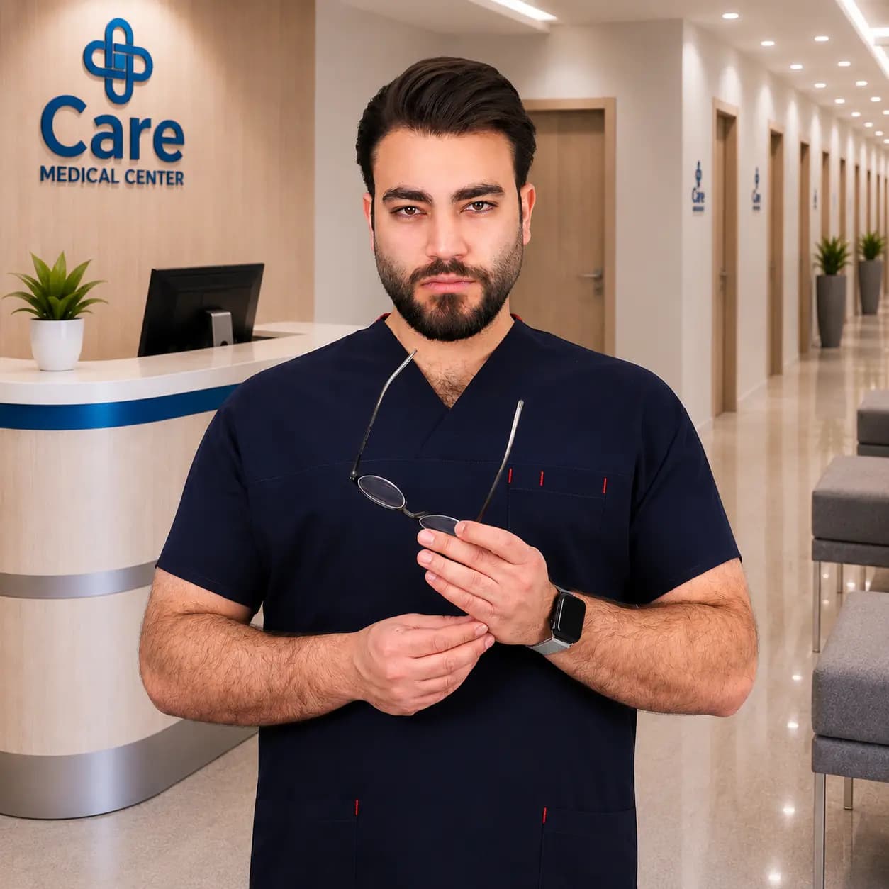 اسکراب شلوار برند سینوهه مدل(U-flex) سرمه‌ای — تصویر ۳