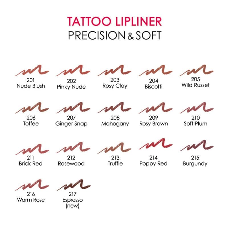 خط لب گلدن رز مدل Tattoo Lipliner کد 202 — تصویر ۴