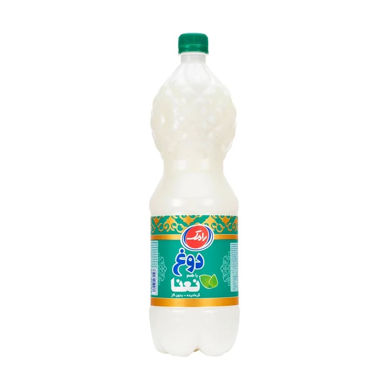 دوغ با طعم نعنا گرمادیده بدون گاز 1500 میلی لیتری رامک — تصویر ۲