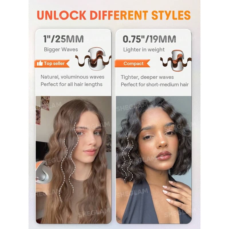 دستگاه ویو کننده مو شیگلم SHEGLAM سایز 25mm مدل Beach Babe Hair Waver — تصویر ۷