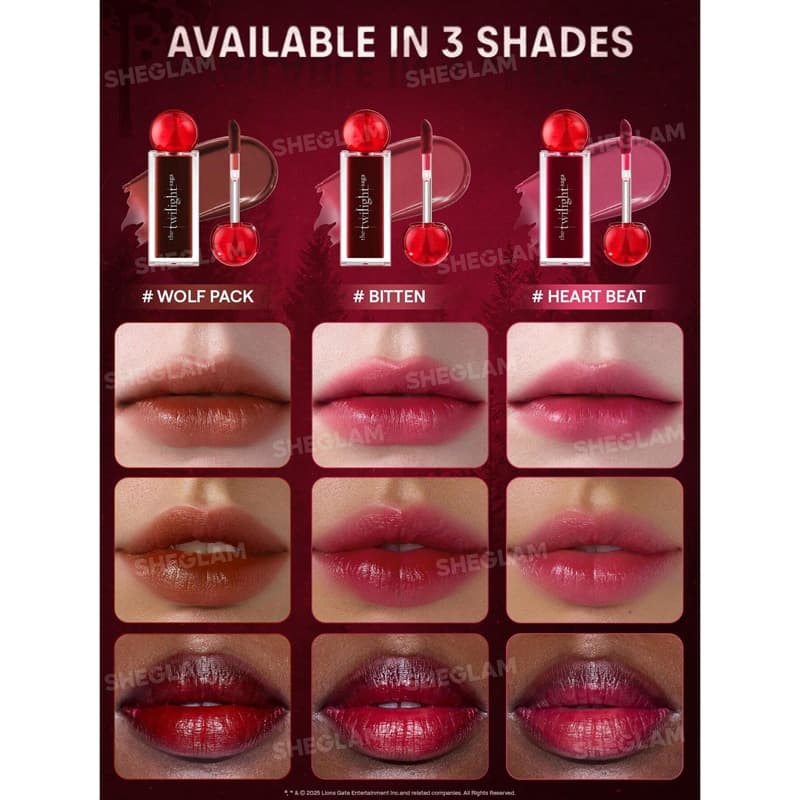 تینت لب شیگلم Sheglam کالکشن Twilight Saga مدل Immortality Lip Tint رنگ Wolf Pack — تصویر ۴