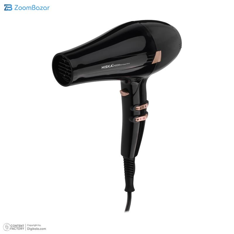 سشوار حرفه‌ای 2400 وات هیسکا مدل H5253، موتور AC، وزن 1100 گرم — تصویر ۸