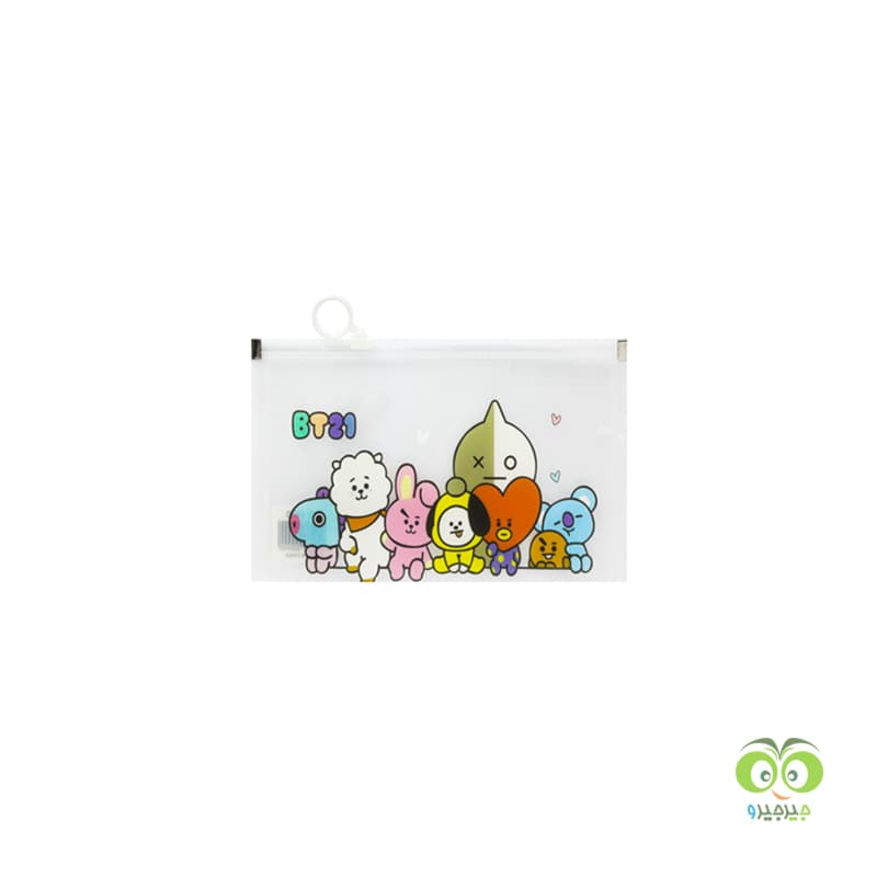 پاکت زیپی A6 طلقی فانتزی طرح BT21 قلبی