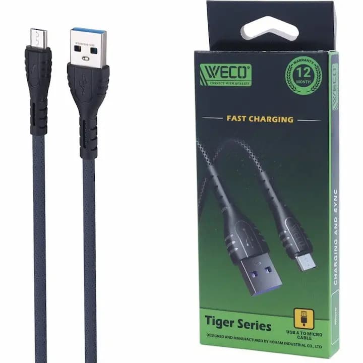 کابل میکرو یو اس بی فست شارژ وکو Tiger WE-47 طول 1 متر — تصویر ۲