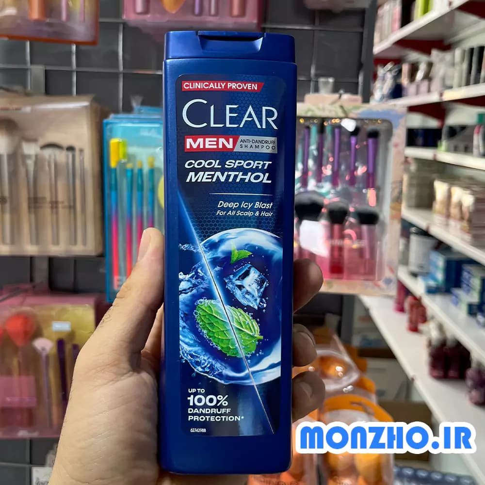 شامپو خنک کننده مردانه کلیر مدل Cool Menthol حجم 350 میل — تصویر ۳