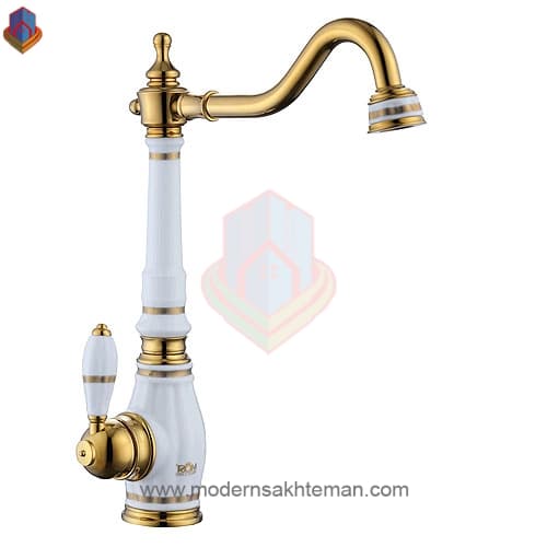 شیر سینک کلاسیک موست مدل ریالتو سفیدطلایی