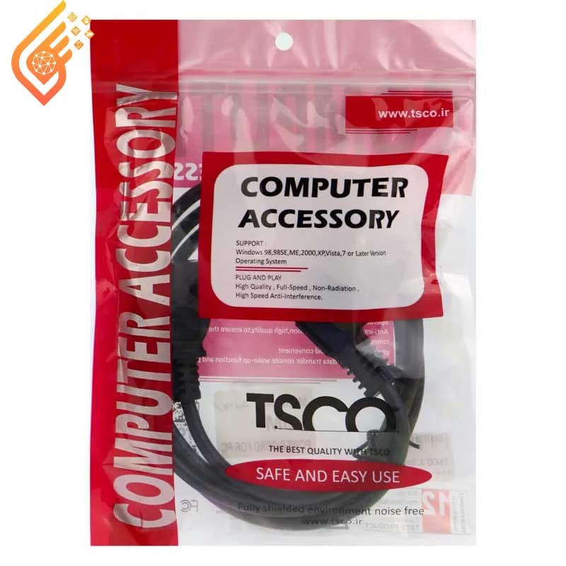 کابل برق پاور کامپیوتر درجه یک تسکو TSCO PC 1.5m — تصویر ۳