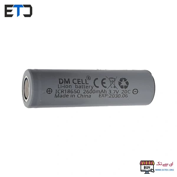 باتری 3.7 ولت 20C لیتیوم یون DM CELL 2600mAh 18650 — تصویر ۳