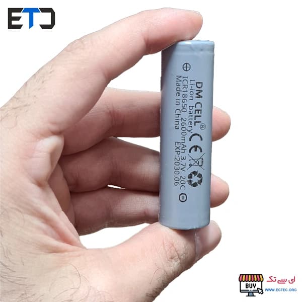 باتری 3.7 ولت 20C لیتیوم یون DM CELL 2600mAh 18650 — تصویر ۴