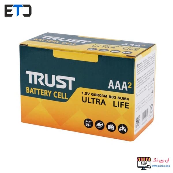 باتری نیم قلمی کارتی دوتایی مدل ULTRA LIFE تراست TRUST — تصویر ۳