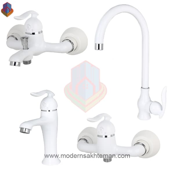 ست شیرآلات کرومات مدل لایت سفید
