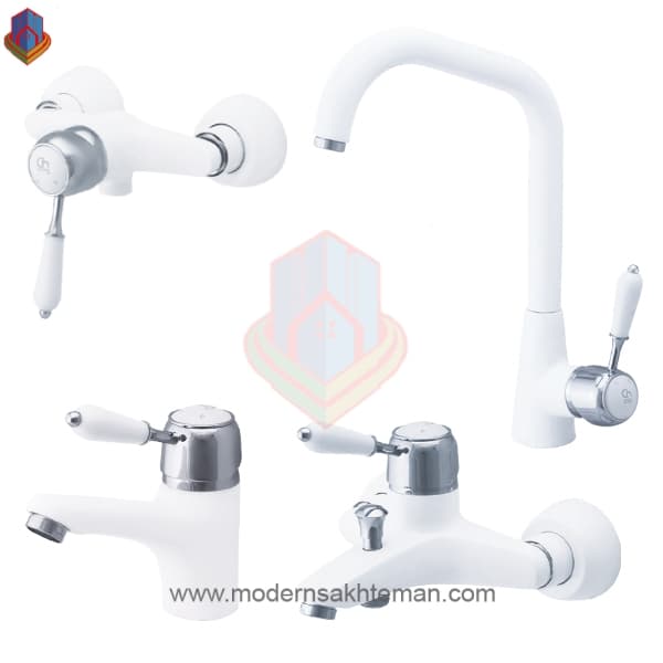 ست شیرآلات کرومات مدل فانتزی سفید