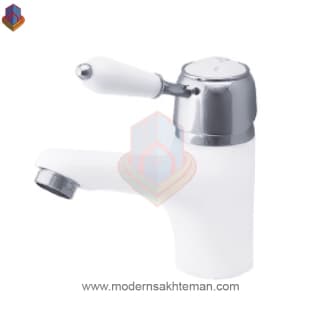 شیر روشویی کرومات مدل فانتزی سفید