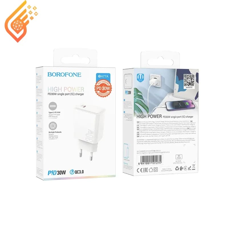 شارژر دیواری 30 وات بروفون مدل BOROFONE BA77A USB PD — تصویر ۳
