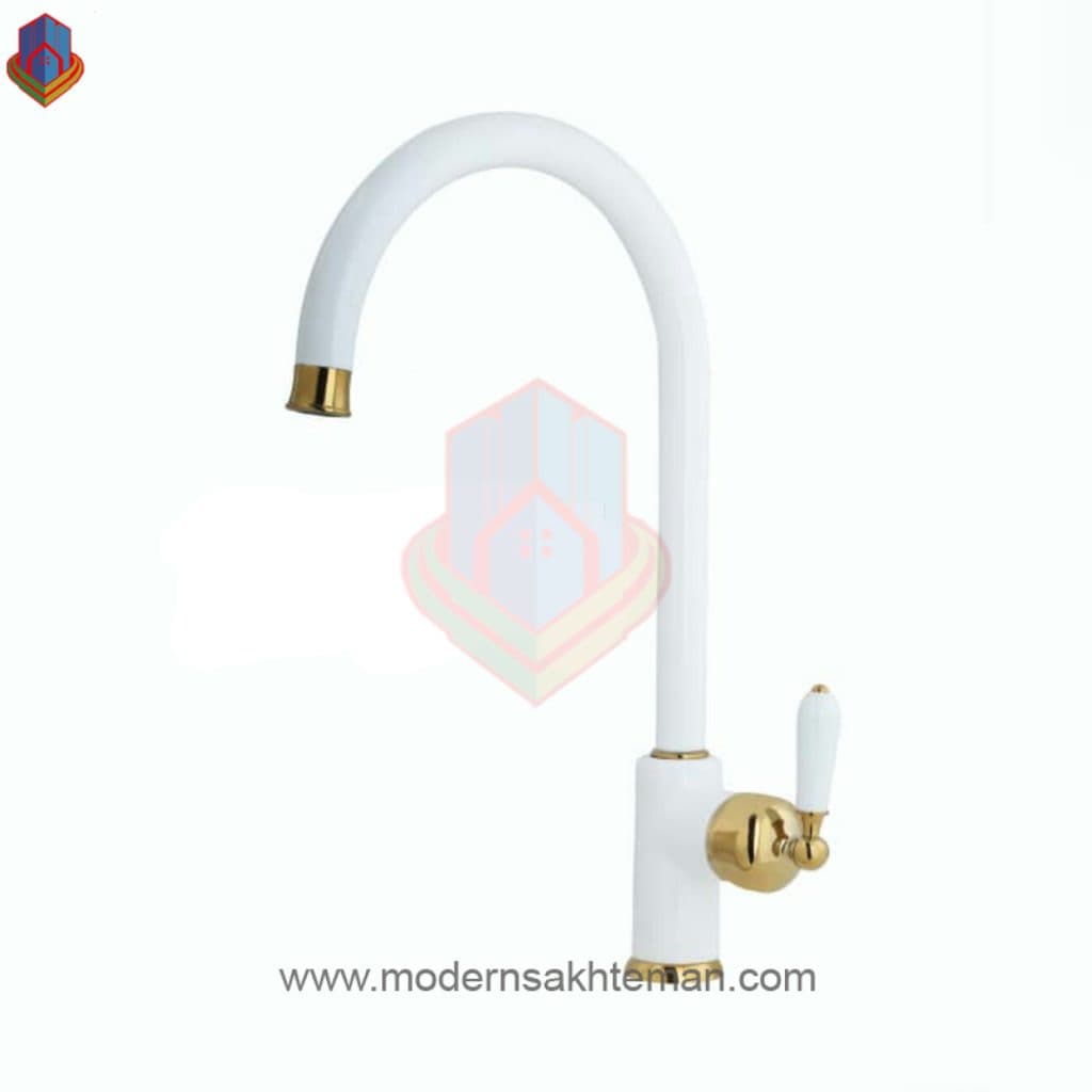 شیر ظرفشویی کرومات مدل روژا سفید طلایی