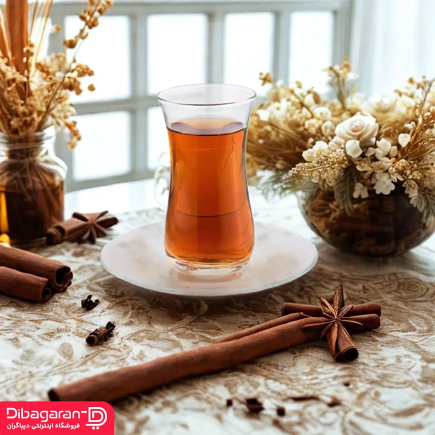 استکان نعلبکی کمر باریک پاشاباغچه مدل 96389 — تصویر ۳
