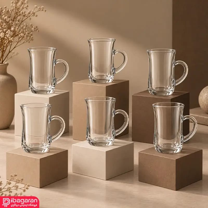 استکان کمر باریک دسته دار پاشاباغچه مدل کی اف 55411