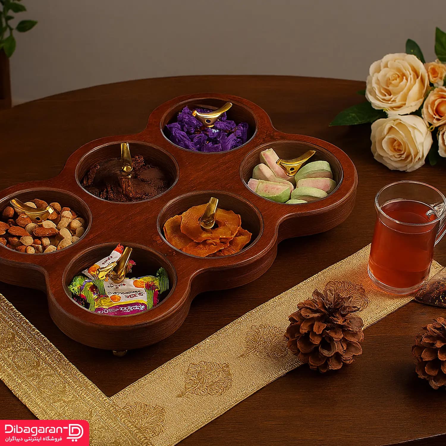 اردو خوری چوبی ایندو وود مدل شش خانه کد 6-9920 — تصویر ۴