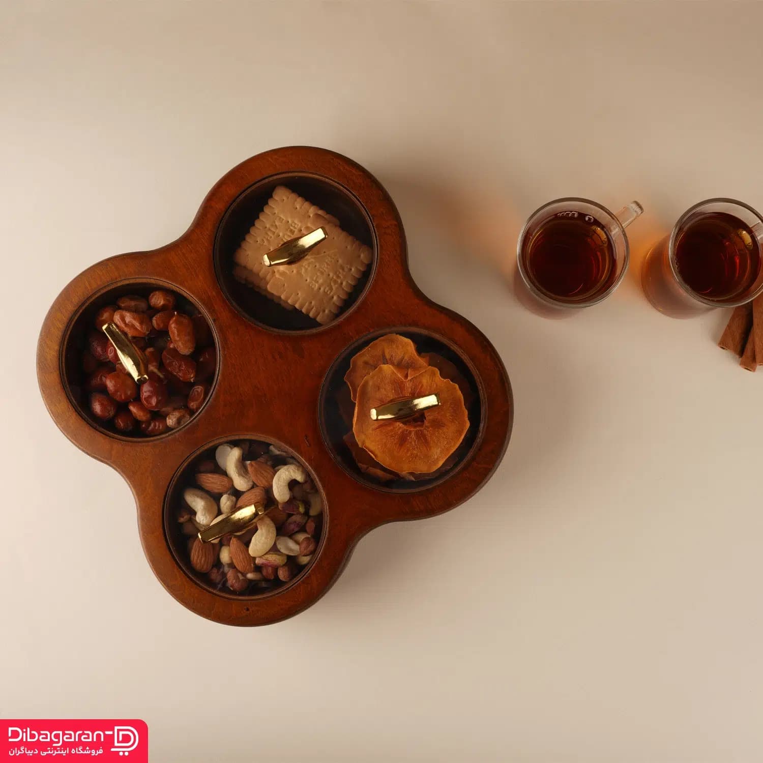 اردو خوری چوبی ایندو وود مدل چهار خانه کد 9920/4 — تصویر ۴
