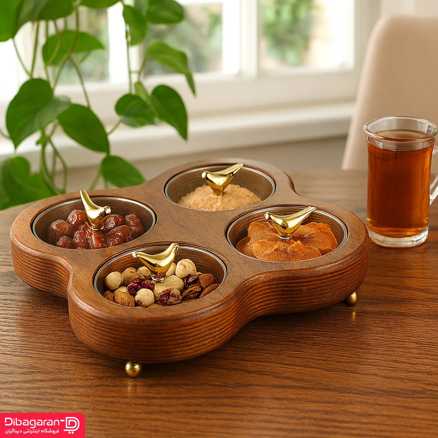 اردو خوری چوبی ایندو وود مدل چهار خانه کد 9920/4 — تصویر ۳