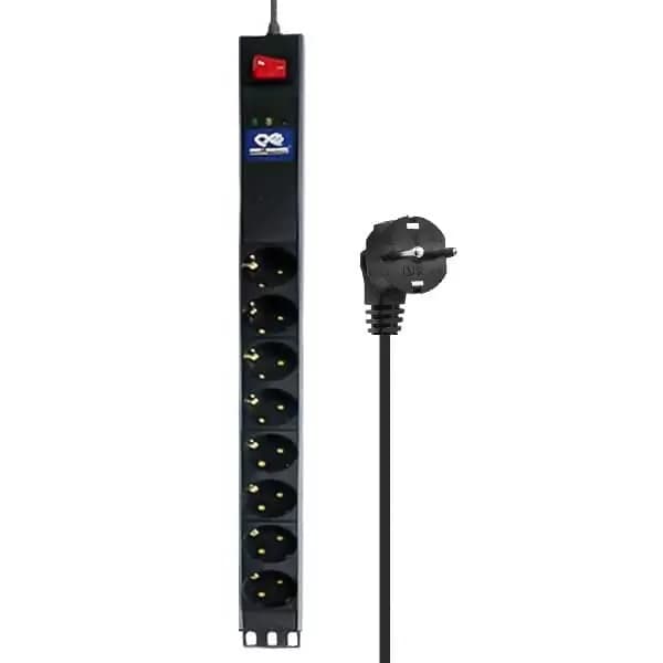 پاور ماژول هشت خانه رک مونت کلید دار پارت الکتریک مدل Azin 2252 ارت دار کابل 1.8 متر — تصویر ۲