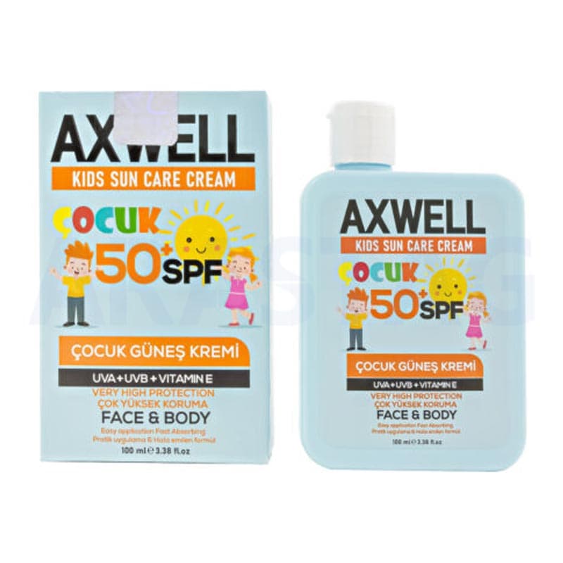 کرم ضد آفتاب کودک آکسول با +SPF50 حاوی ویتامین E حجم 100 میلی