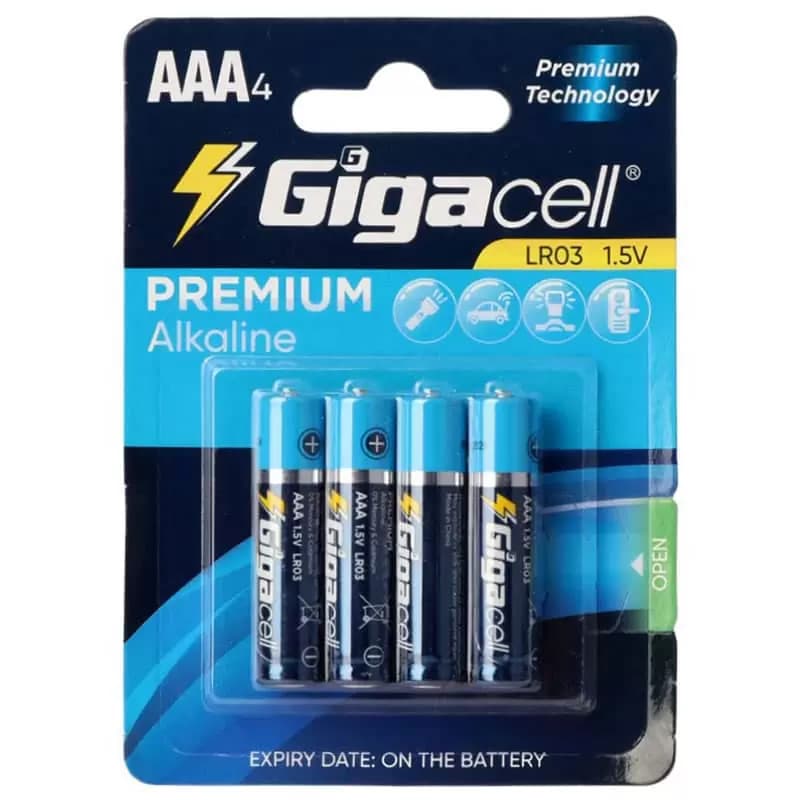باتری چهارتایی نیم قلمی گیگاسل مدل Premium Alkaline LR03 1.5V AAA — تصویر ۲