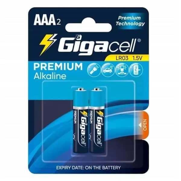 باتری دوتایی نیم قلمی گیگاسل مدل Premium Alkaline LR03 1.5V AAA — تصویر ۳