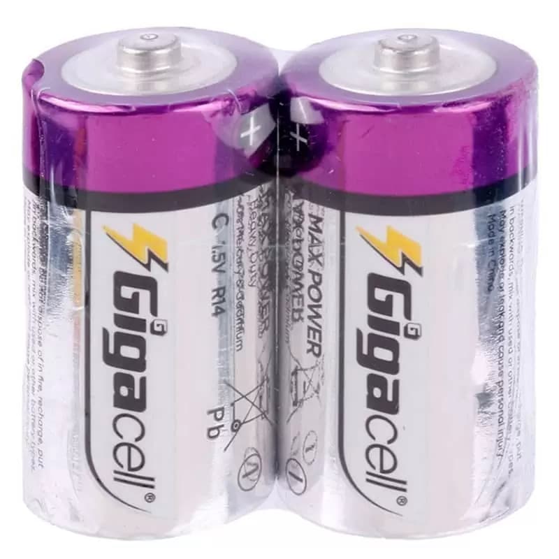 باتری دوتایی گیگاسل متوسط سایز C مدلMax Power R14 1.5V — تصویر ۳