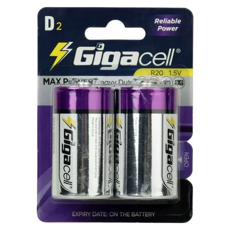 باتری دوتایی گیگاسل بزرگ سایز D مدل Max Power R20 1.5V