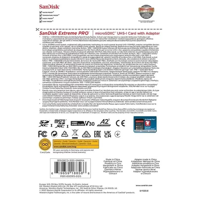کارت حافظه SDSQXCU سن دیسک مدل Extreme Pro 4k استاندارد UHS-I سرعت 200MBps ظرفیت 512 گیگابایت — تصویر ۵