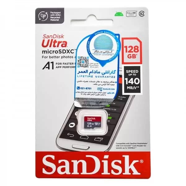 کارت حافظه microSDXC سن دیسک مدل A1 استاندارد UHS-I سرعت 140MBps ظرفیت 128 گیگابایت — تصویر ۵