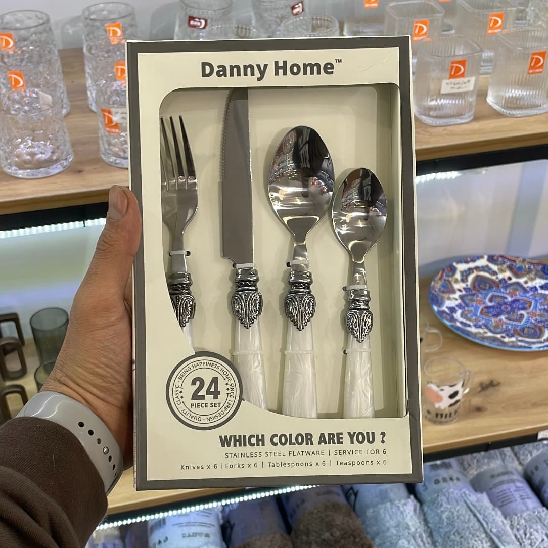 سرویس قاشق و چنگال دنی هوم مرمر سفید ۲۴ پارچه | Danny Home FA04-02 — تصویر ۸