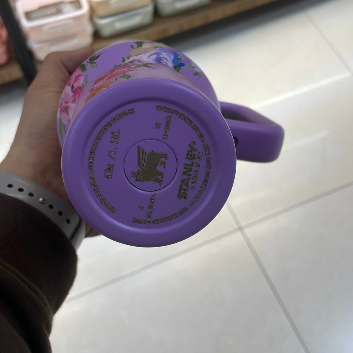 تراول ماگ استنلی گلدار |حجم 1.180 (بنفش گلدار | آبی گلدار | سفید گلدار | صورتی گلدار) — تصویر ۵