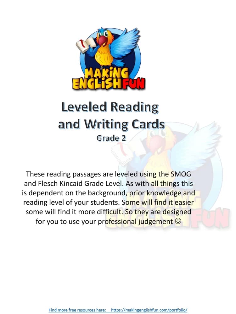 کتاب Reading and Writing Comprehension Cards (کارت‌های درک مطلب خواندن و نوشتن – کلاس دوم) نسخه انگلیسی PDF | نامشخص