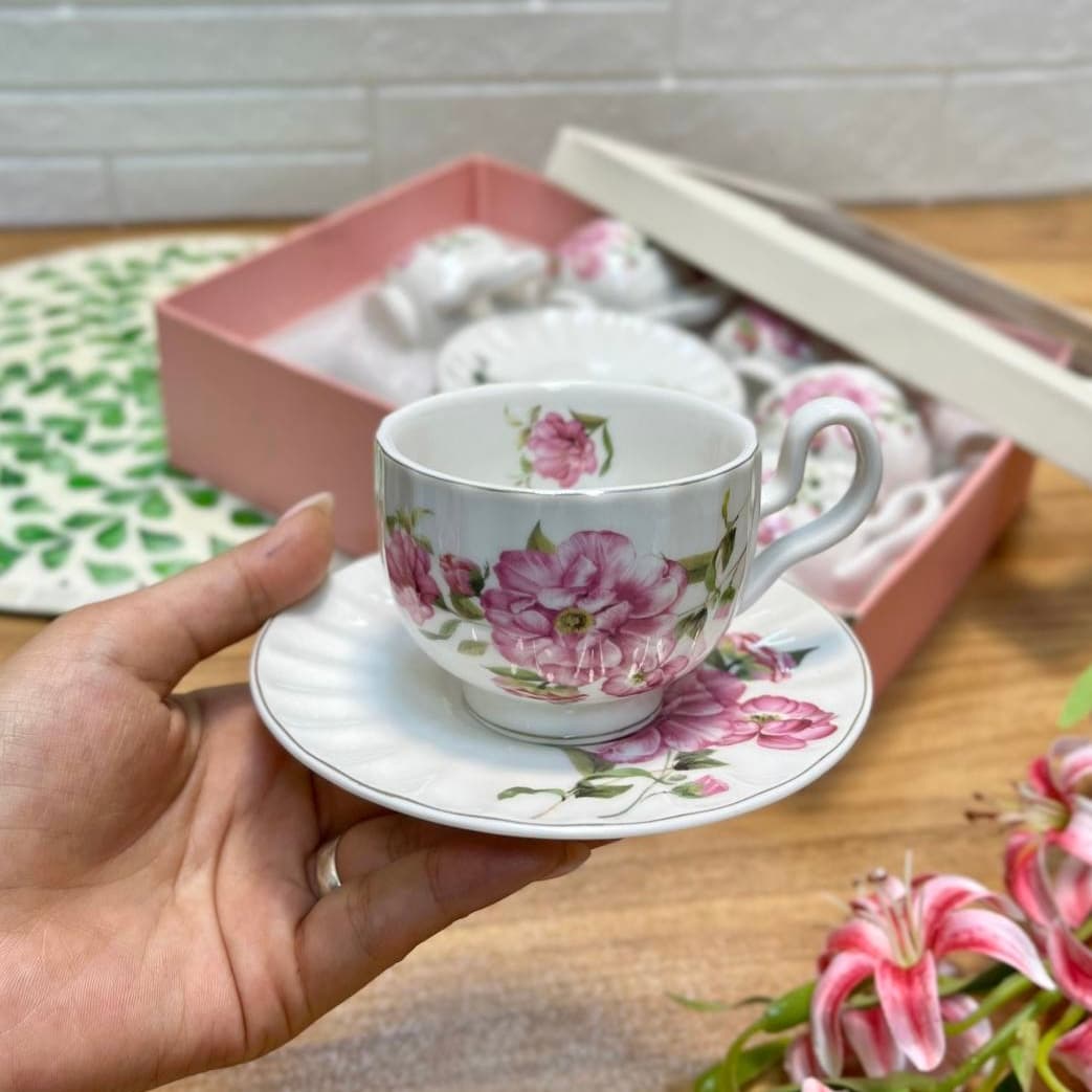 ست قهوه‌خوری گلدار ۱۲ پارچه ۶ نفره کد 5454