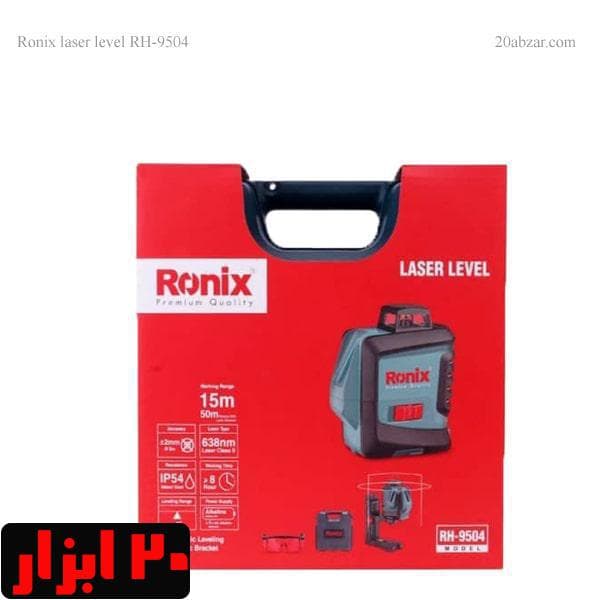 تراز لیزری 3 خط رونیکس افقی 360 و دو خط عمودی 120+120 درجه نور قرمز RH-9504 — تصویر ۳