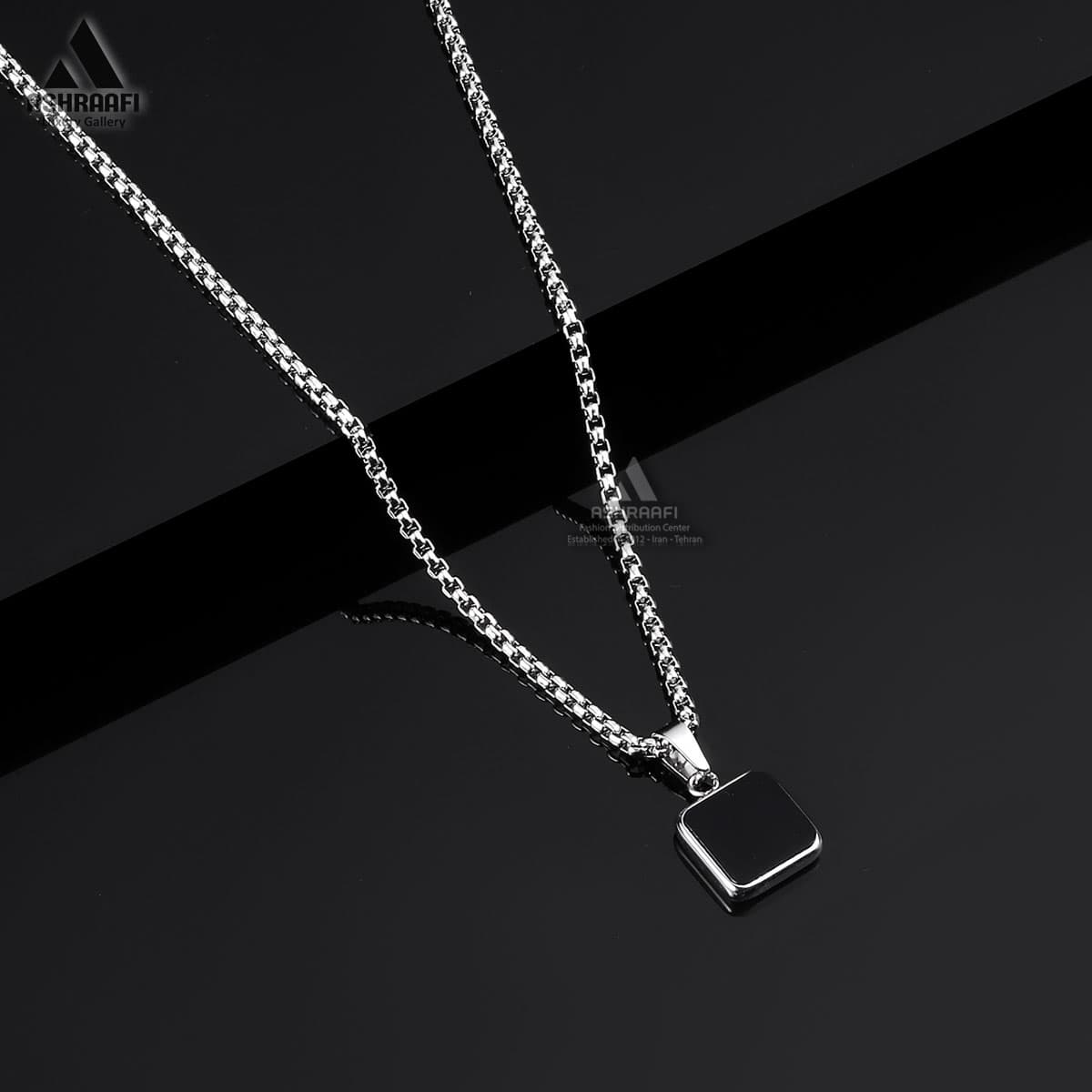 گردنبند مردانه نقره‌ای Square Silver Necklace-S — تصویر ۳