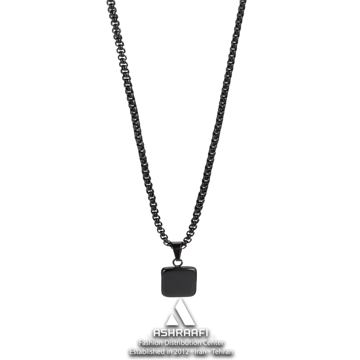 گردنبند مردانه مشکی Square Silver Necklace-K — تصویر ۲