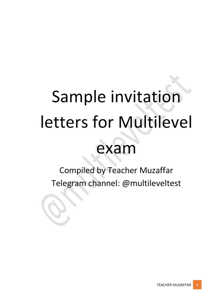 فایل Invitation Letters (نامه‌های دعوت) نسخه انگلیسی PDF | گردآوری‌شده توسط استاد مظفر
