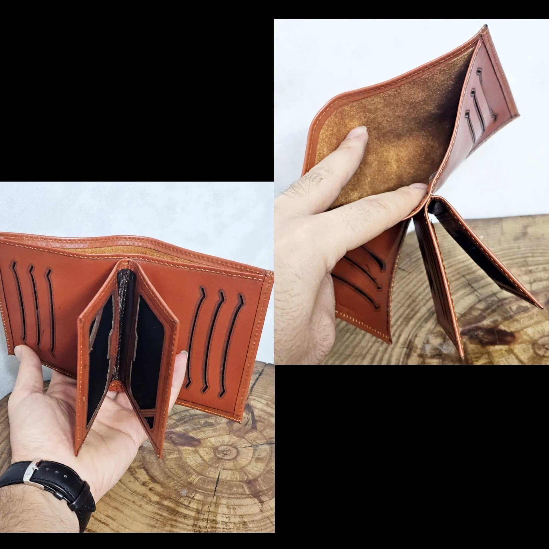 کیف پول چرم اصل گاوی جاکارتی دار دو برگ — تصویر ۲